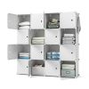 Portable Closet Wardrobe, 16-Cube Clothes Storage Organizer, Bedroom Furniture, White, Bedroom Wardrobe