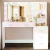 46.7" Makeup Vanity Table with Lighted Mirror, Large Vanity Desk with Storage Shelf & 5 Drawers, Bedroom Dressing Table