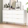 White Dresser, Modern 6-Drawer Dresser for Bedroom with Gold Handles, Wide Chest of Drawers for Living Room