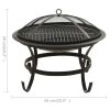 2-in-1 Fire Pit and BBQ with Poker 22"x22"x19.3" Steel