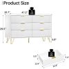 White Dresser, Modern 6-Drawer Dresser for Bedroom with Gold Handles, Wide Chest of Drawers for Living Room