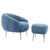 Orisfur. Modern Comfy Leisure Accent Chair, Teddy Short Plush Particle Velvet Armchair with Ottoman for Living Room