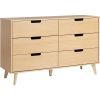 Modern 6-Drawer Dresser Bedroom Storage Organizer, 52 Inch, Riviera Cut-Out