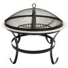 2-in-1 Fire Pit and BBQ with Poker 22"x22"x19.3" Stainless Steel