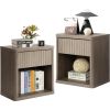 Night Stand Set of 2 Nightstands with Drawer Storage Bed Side Table End Table Large Modern Wood Wide Bedside Stand (Grey)