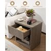 Night Stand Set of 2 Nightstands with Drawer Storage Bed Side Table End Table Large Modern Wood Wide Bedside Stand (Grey)