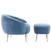 Orisfur. Modern Comfy Leisure Accent Chair, Teddy Short Plush Particle Velvet Armchair with Ottoman for Living Room