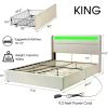 LED King Size Bed Frame with 4 Storage Drawers, LED Lights Headboard , with USB and USB-C Ports, King Size Bed Frame