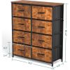 Fabric Dresser with 8 Drawers, Chest of Drawers with Fabric Bins, Tall Dresser with Wood Top for Bedroom, Closet, Entryway