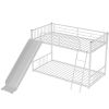 Metal Bunk Bed with Slide, Twin over Twin