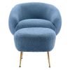 Orisfur. Modern Comfy Leisure Accent Chair, Teddy Short Plush Particle Velvet Armchair with Ottoman for Living Room