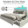 LED King Size Bed Frame with 4 Storage Drawers, LED Lights Headboard , with USB and USB-C Ports, King Size Bed Frame